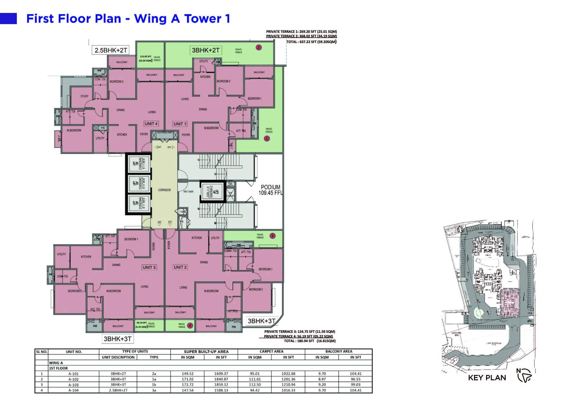 First Floor Plan - Wing A - Tower 1