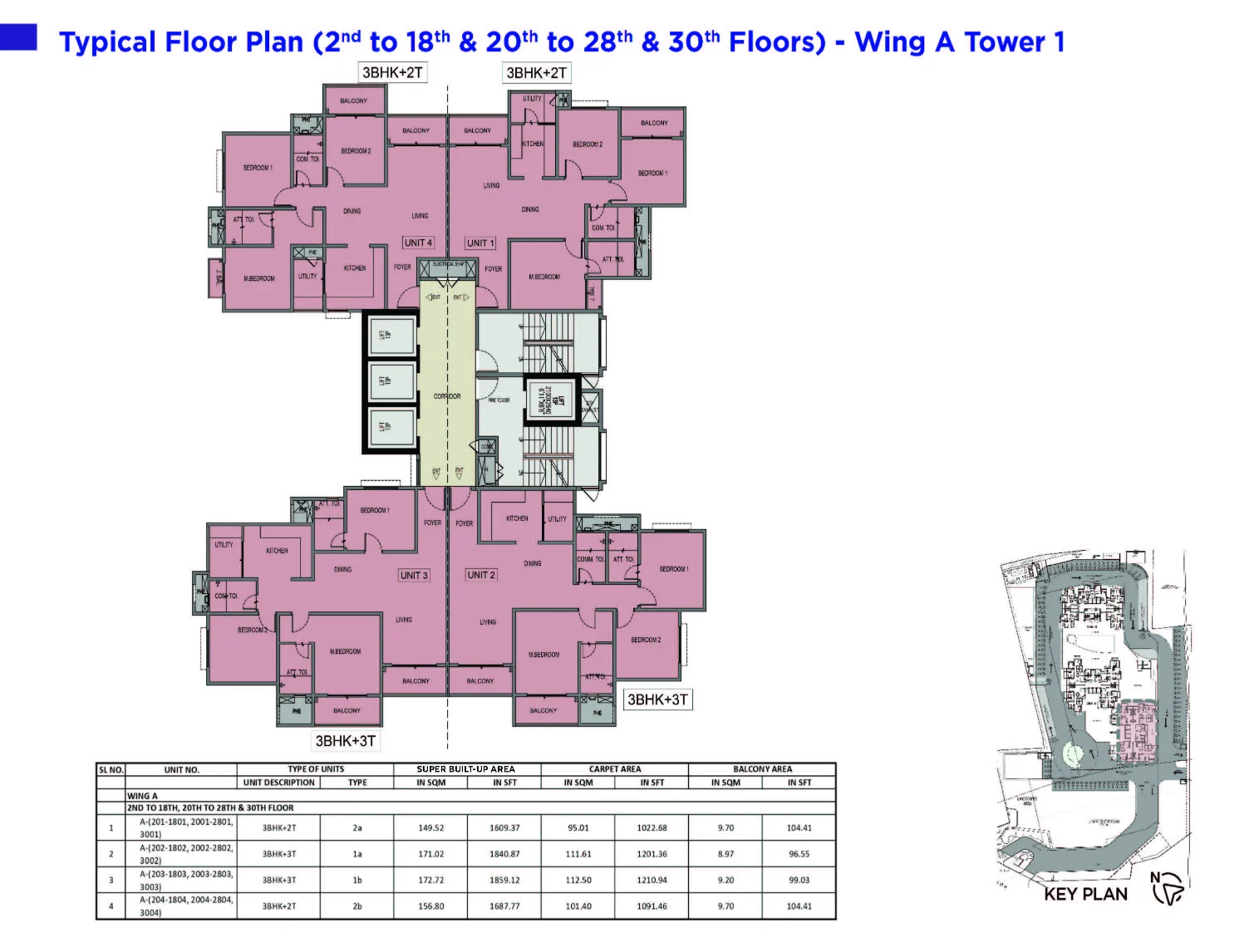 Typical Floor Plan - Wing A - Tower 1