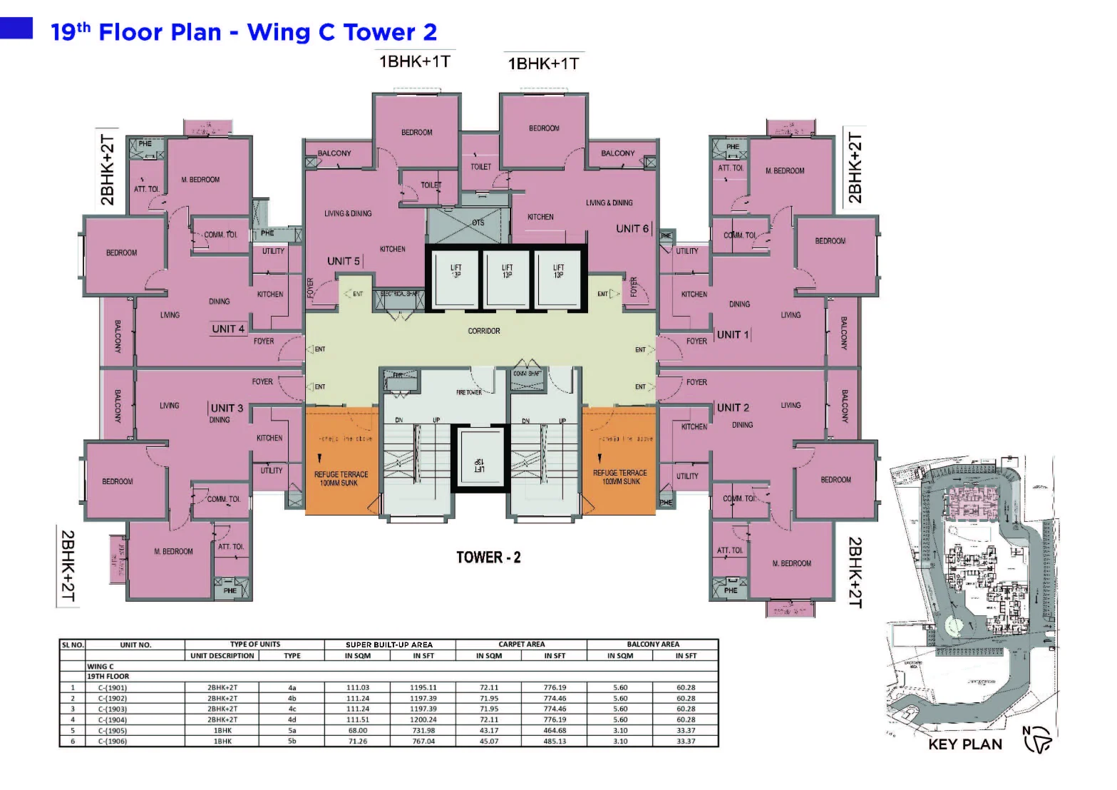 19th & 29th Floor Plan - Wing C - Tower 2